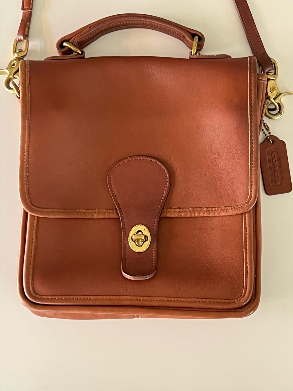 Vintage Coach Station Bag 5130 British Tan Brass Hardware 1995